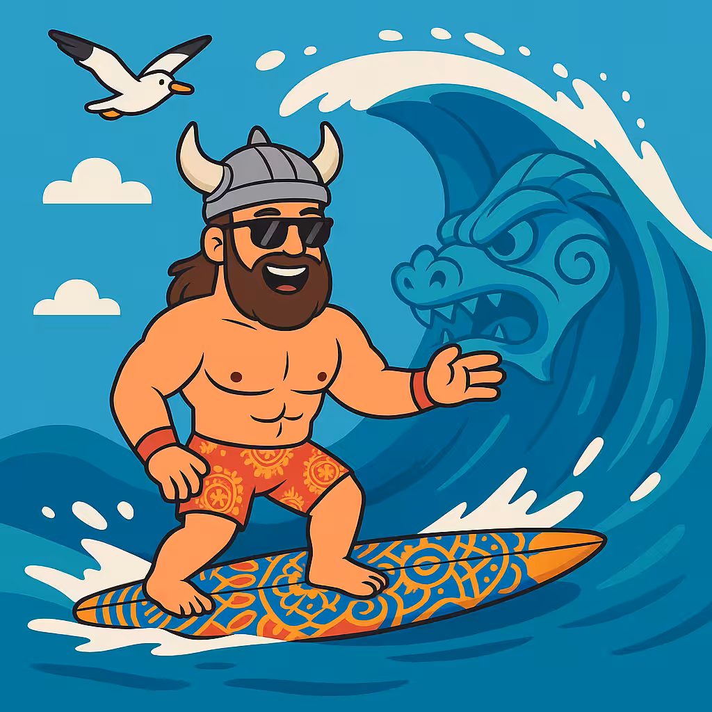 Rostam Surfing in the Sea
