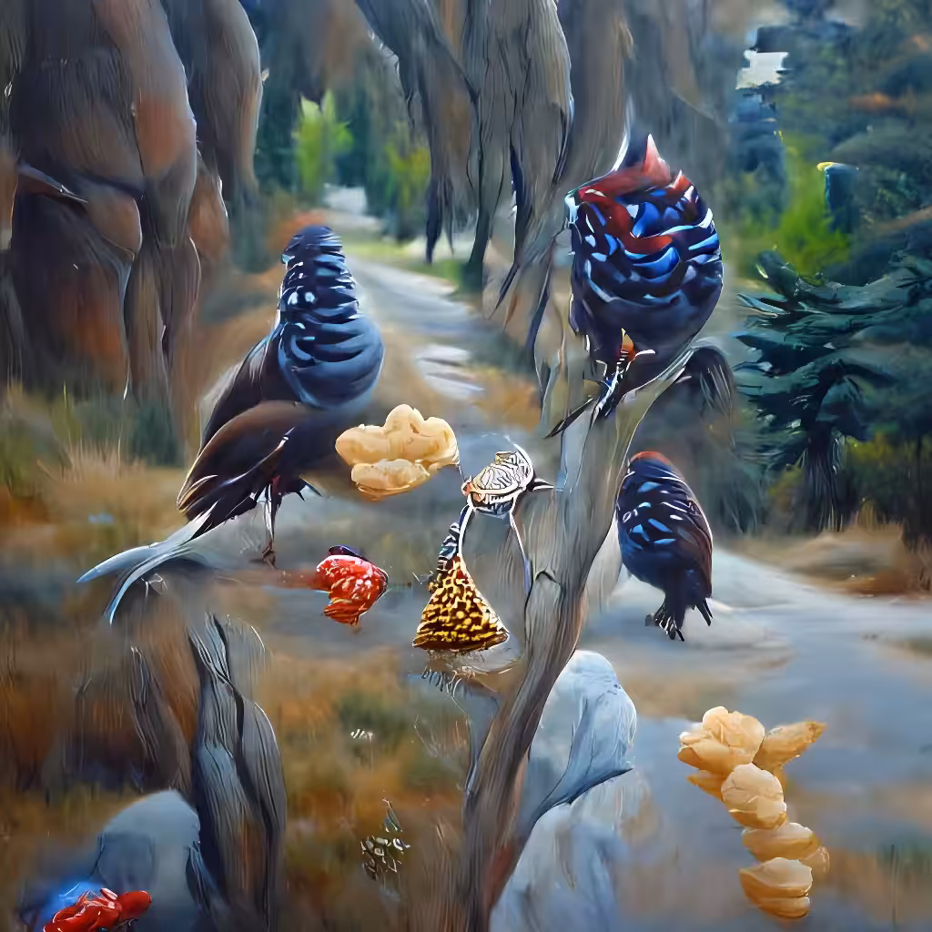 The Garden Of Ai Delights: Curious Birds Flirt