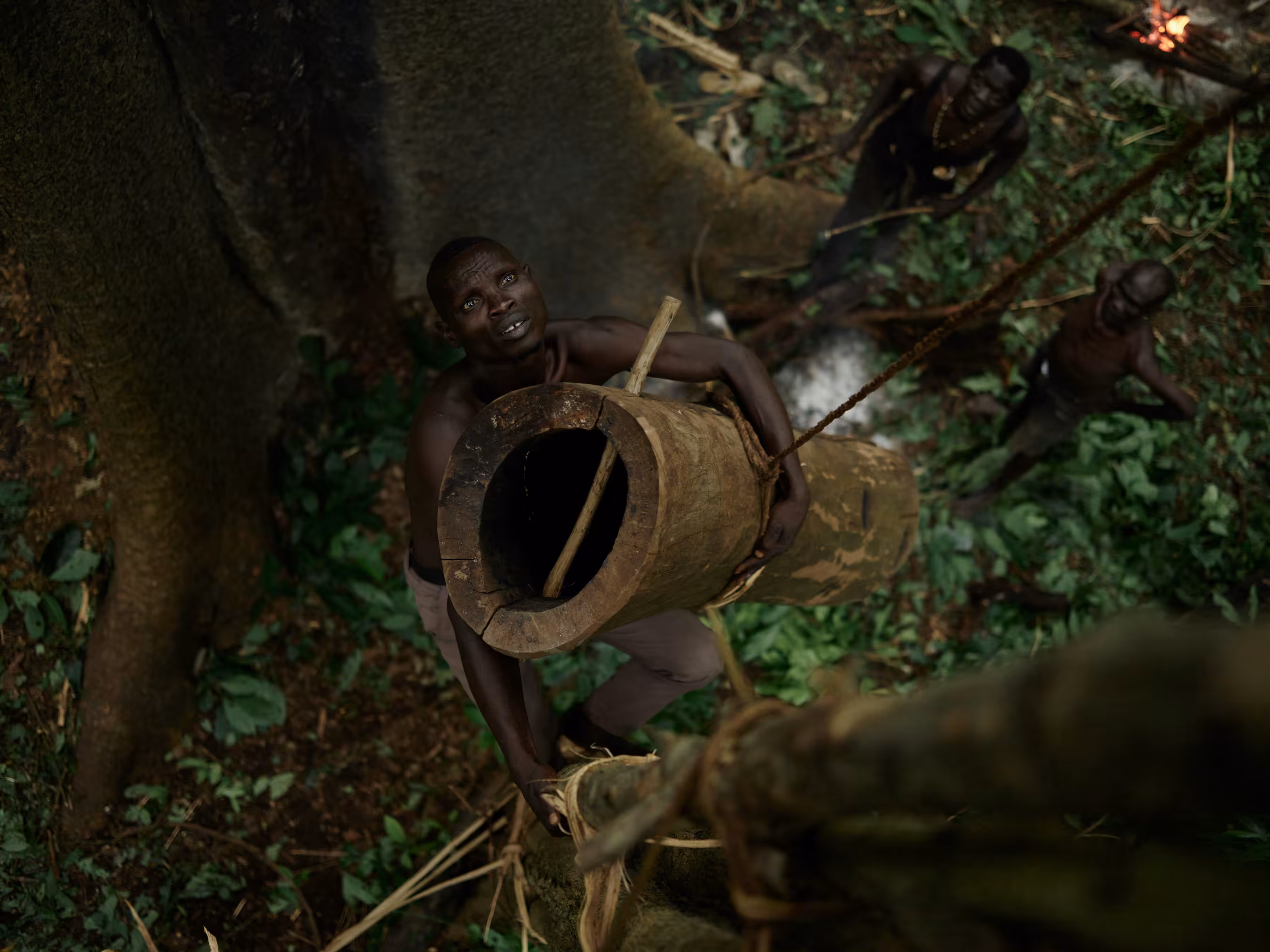 Ethiopia - Woretak Carries a False Bee Hive Up a Tree