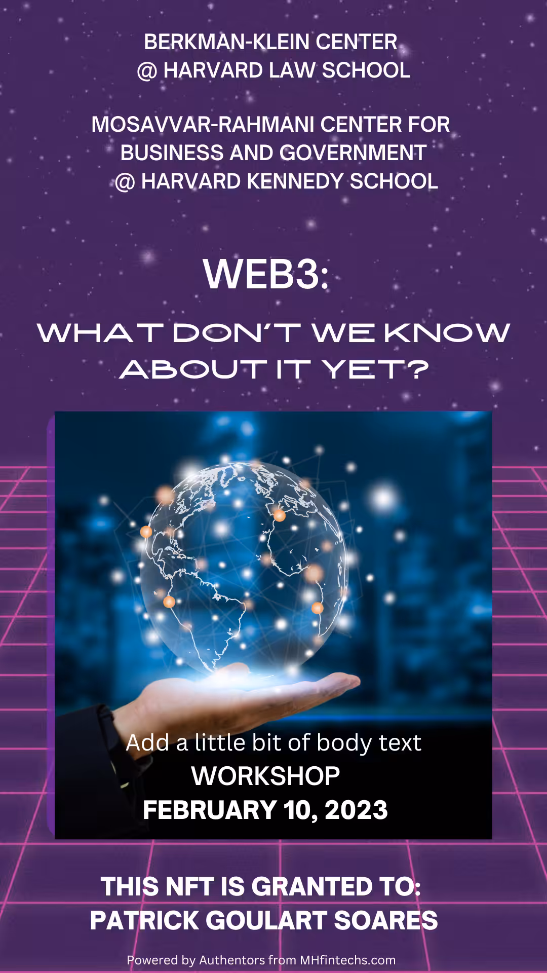 WEB3 Workshop Certificate: "What Don't We Know About Web3 Yet?"