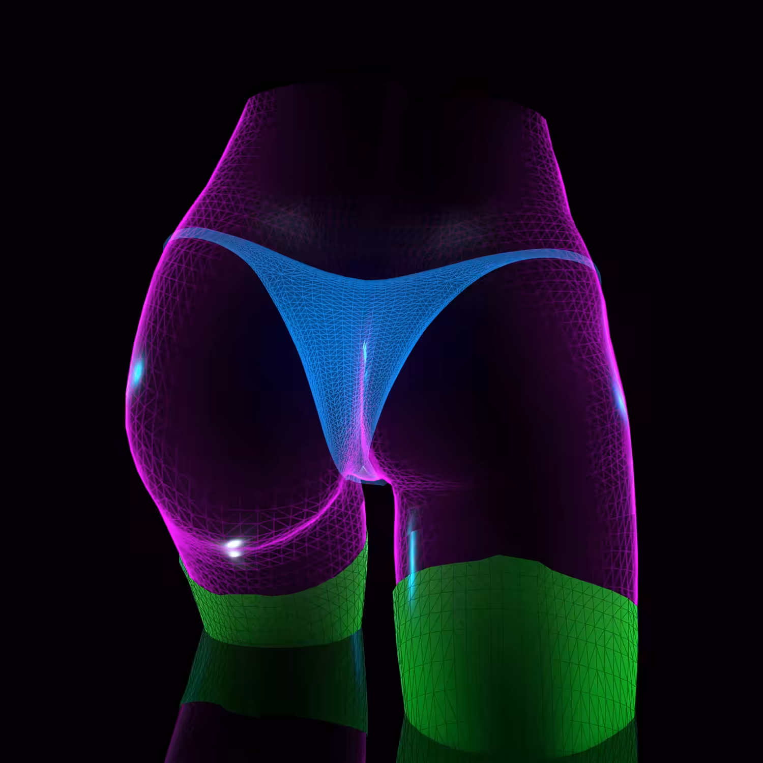 Arse Blue Thong Stockings #002