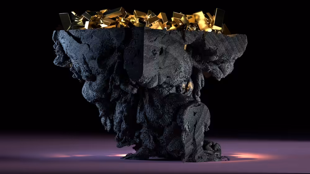 Gold stacked on expensive piece of furniture