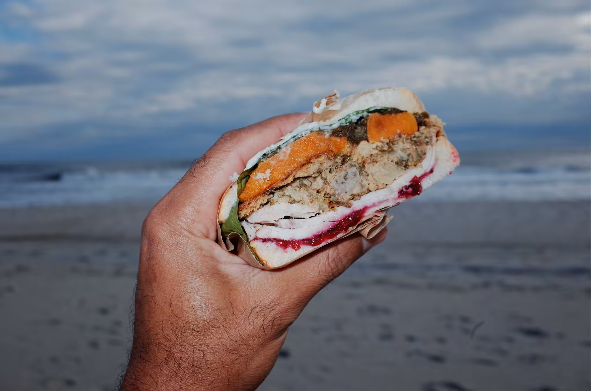 Turkey Sandwich on the Beach