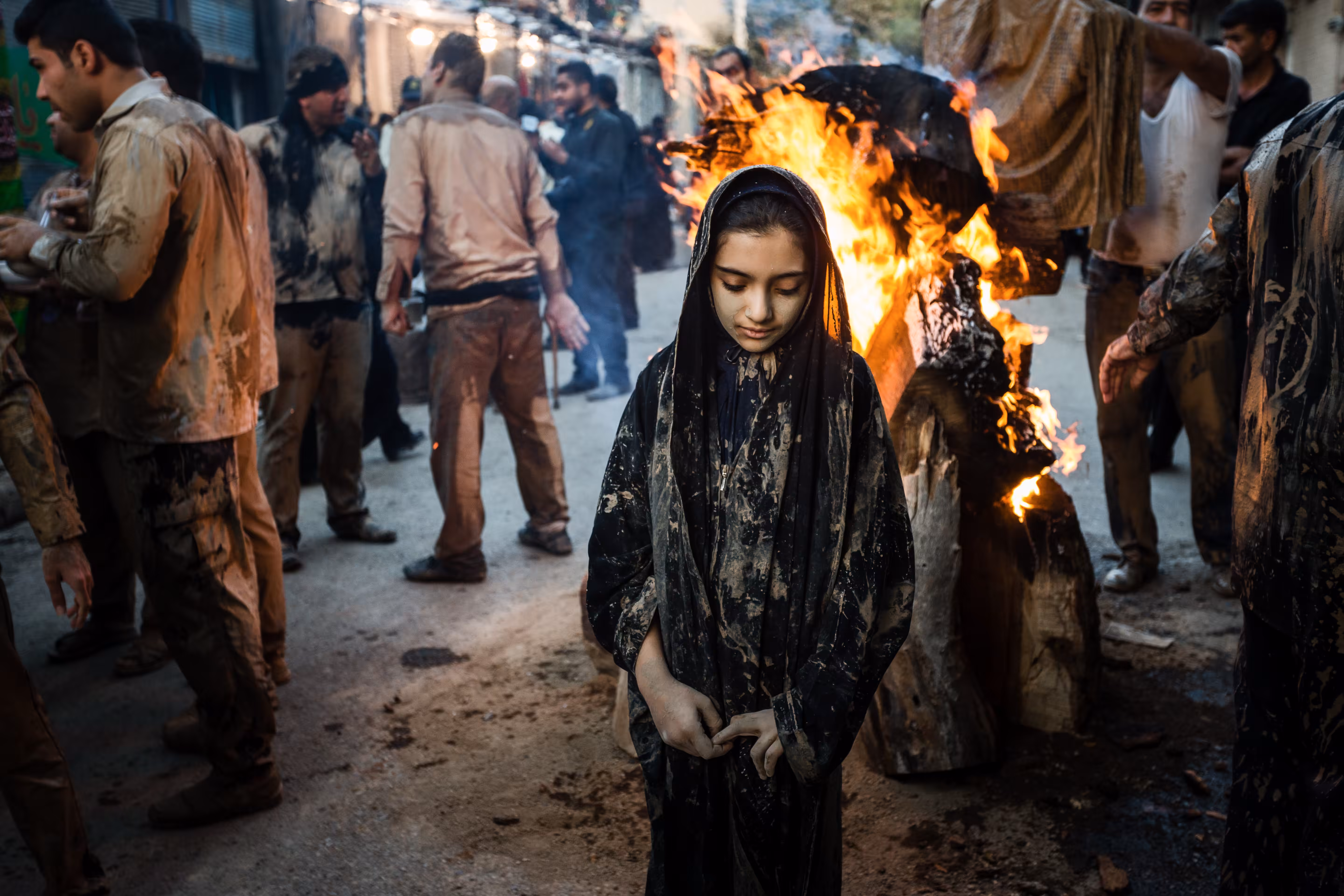 Girl and  fire