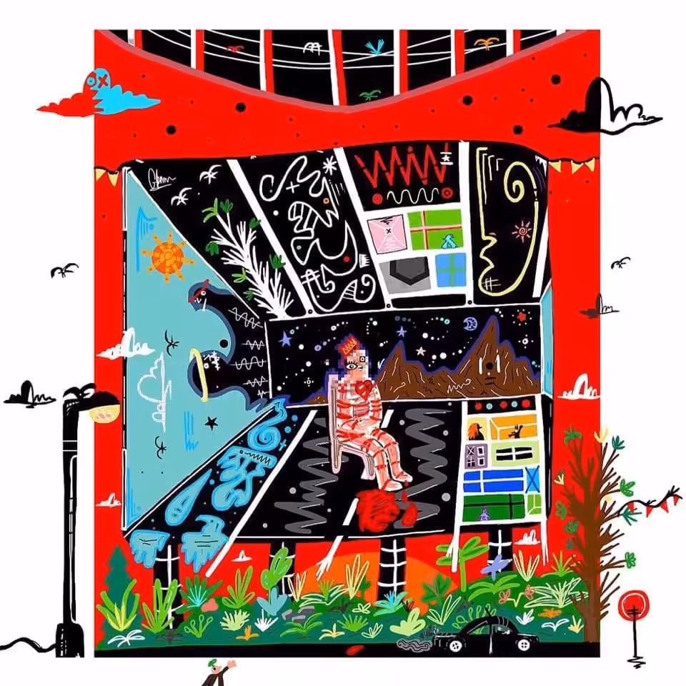 Pixel Face. Billboard of Mind. Reality drives by. I'd do anything for love in the dark. 