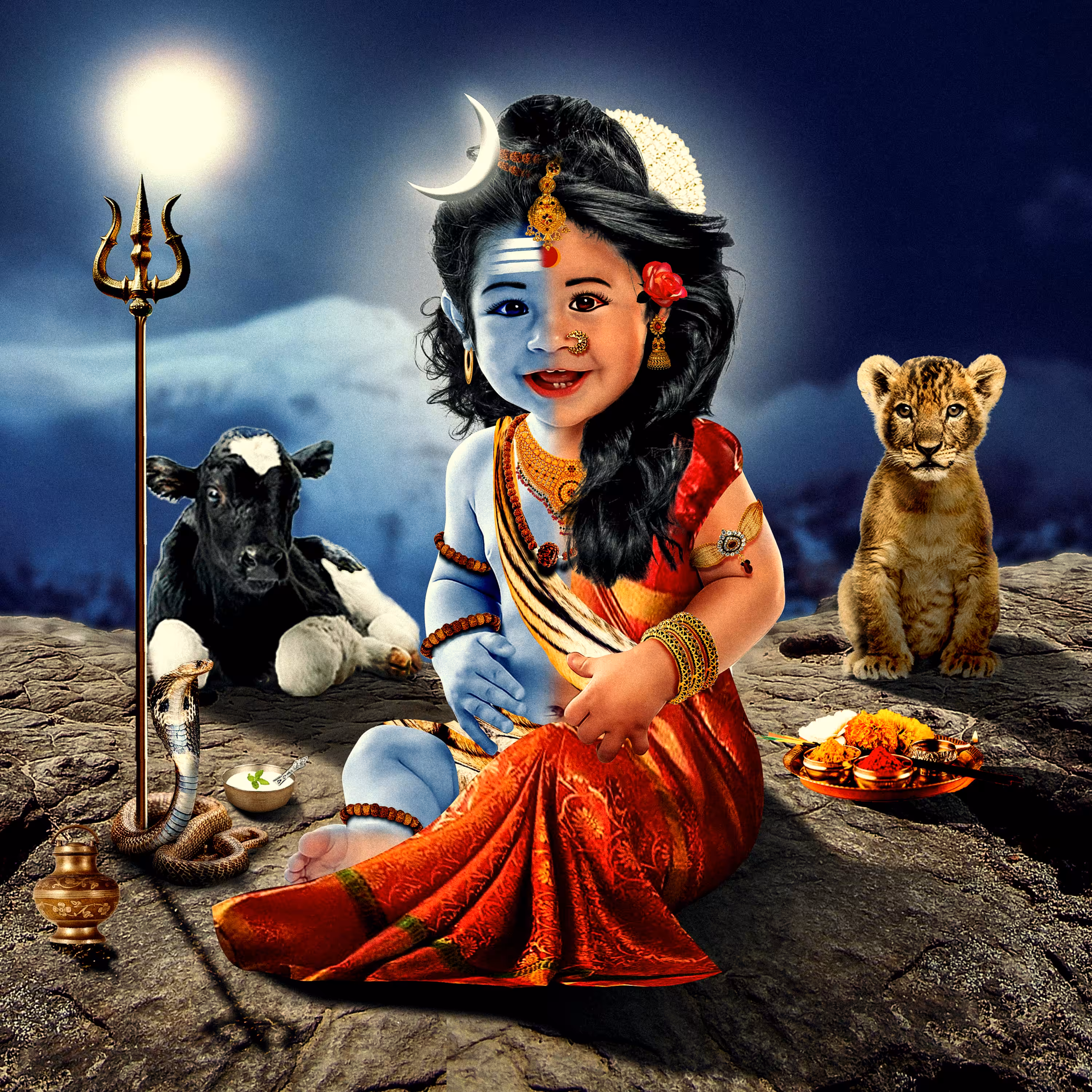 Ardhnarishwar - Hindu God in baby formation