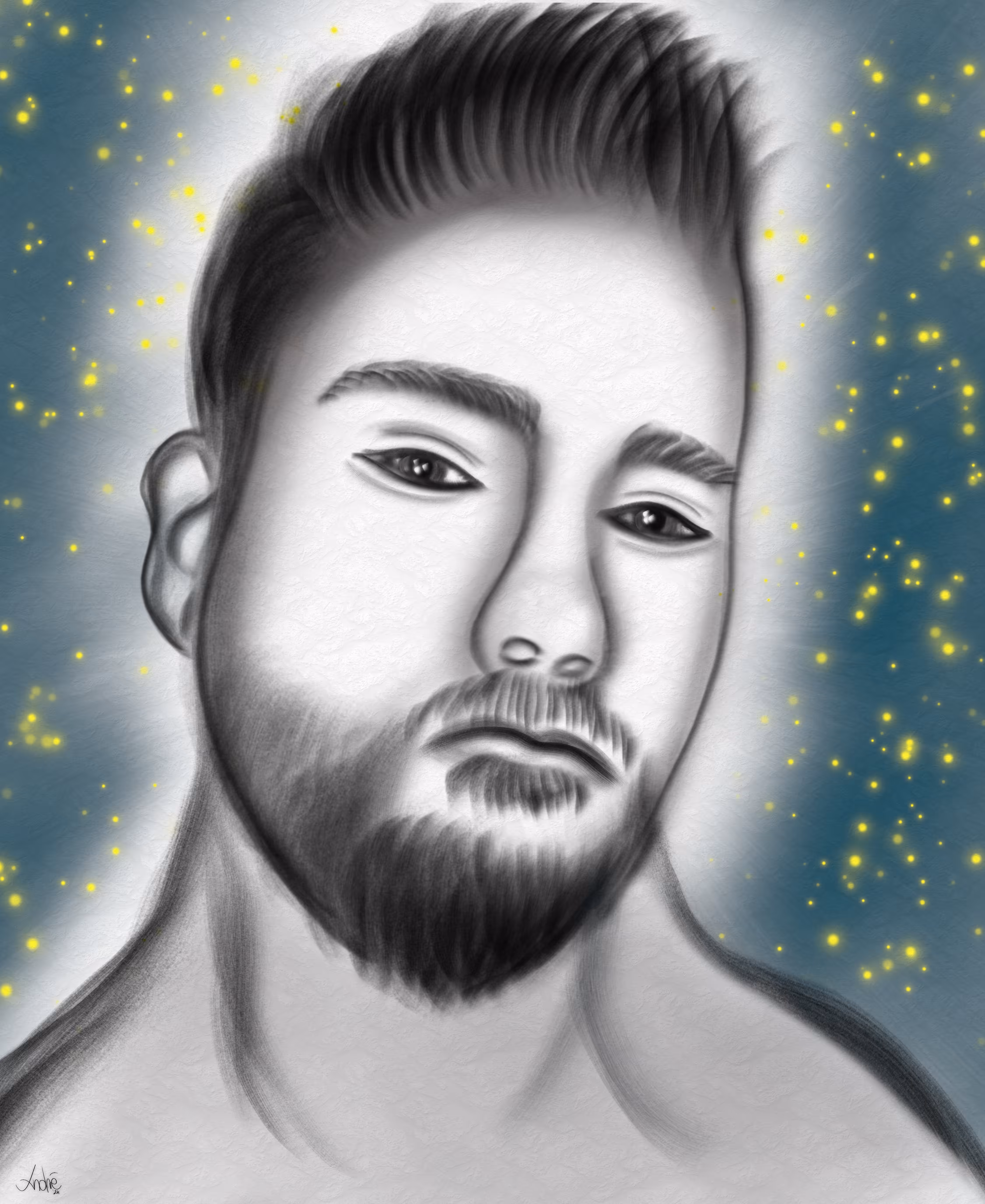 To the Moon: A Charcoal Portrait