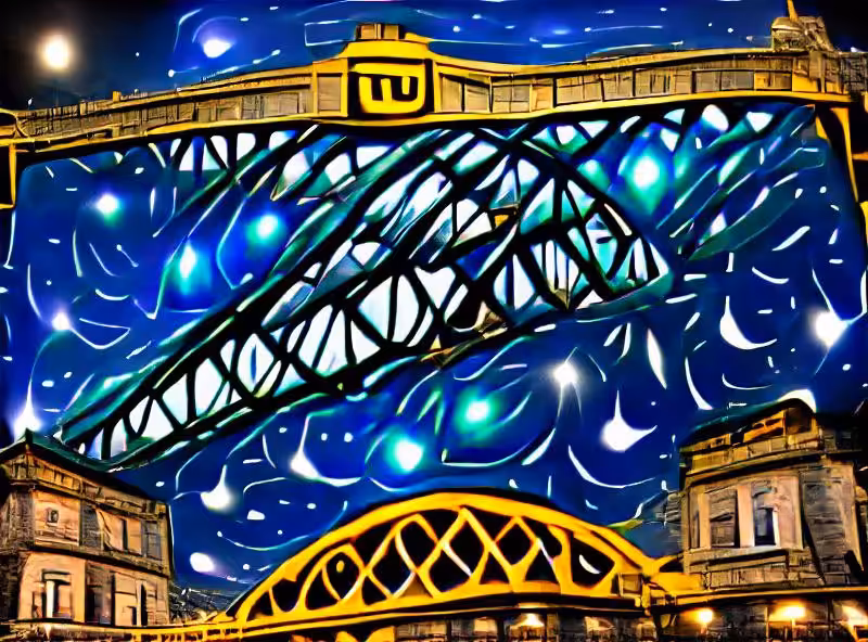 Abraham's First Works: The Tyne Bridge on a starry night