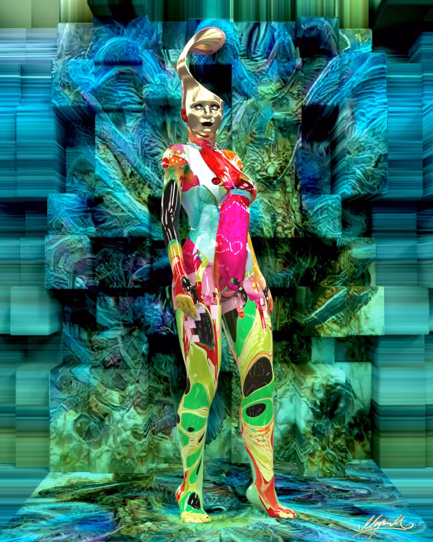 Lordess Drop in  Voxelized Blue Green GAN Painting