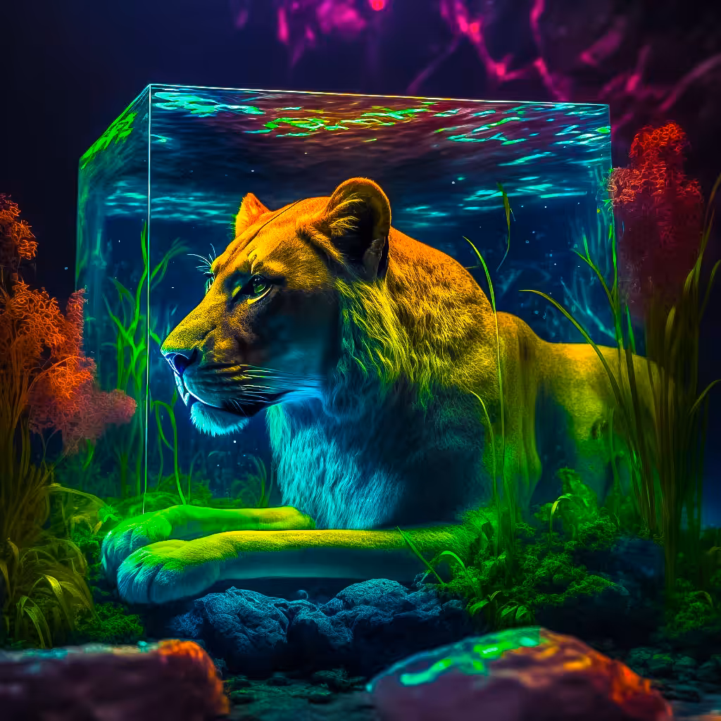 Abstract fun #40: aqua lioness