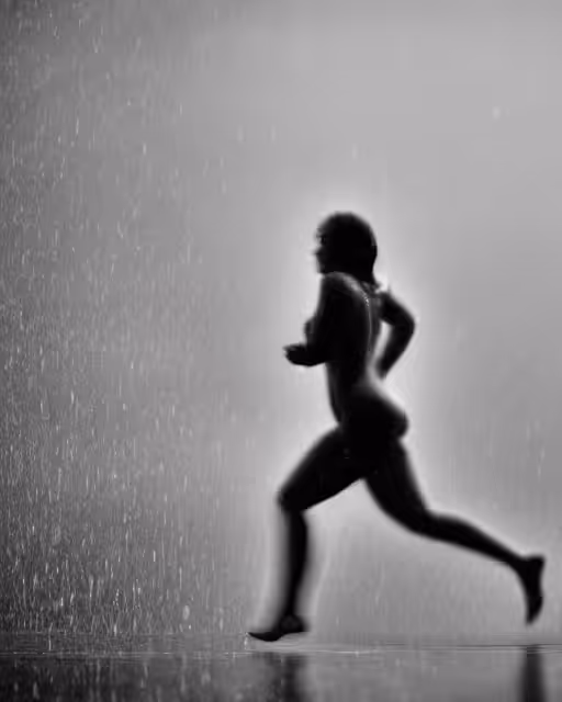 woman running in the rain 