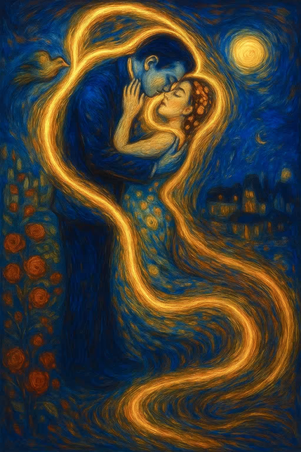 The Kiss: AI Reinterpretation Trilogy: Kiss Me in Color – AI x Chagall (1/3)