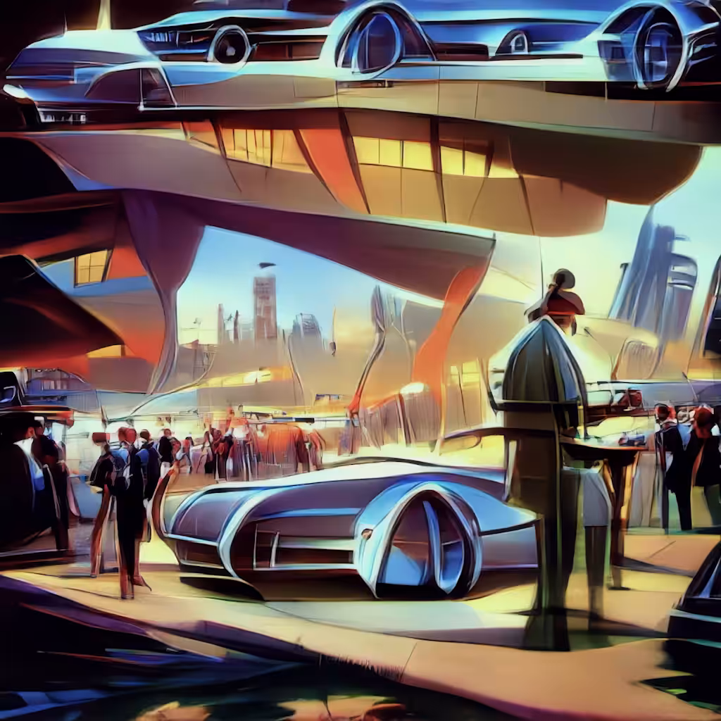 Casette Futurism [1/10] A pan along the city plaza
