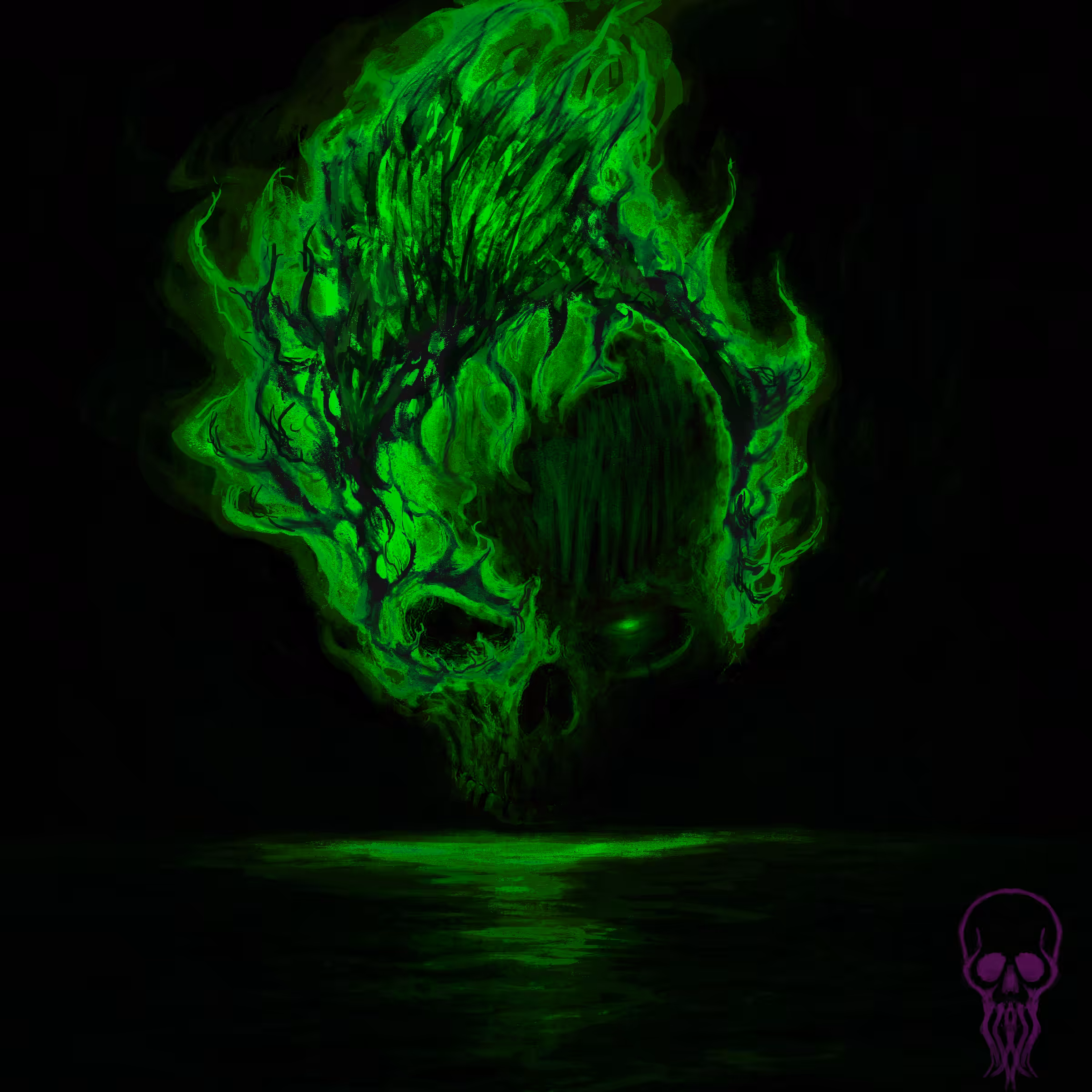 Demented Death Flame Skull
