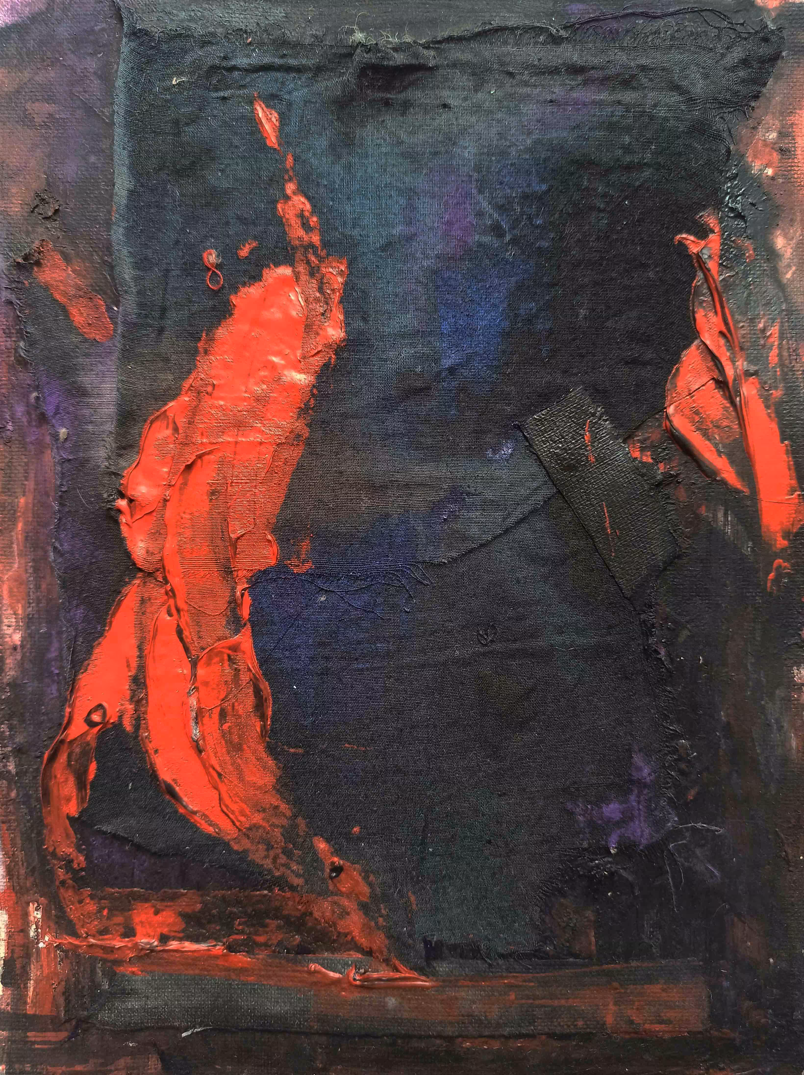 Mystic IV: Chalk Powder, Glue, Acrylic paint, Discarded fabrics, Alcohol