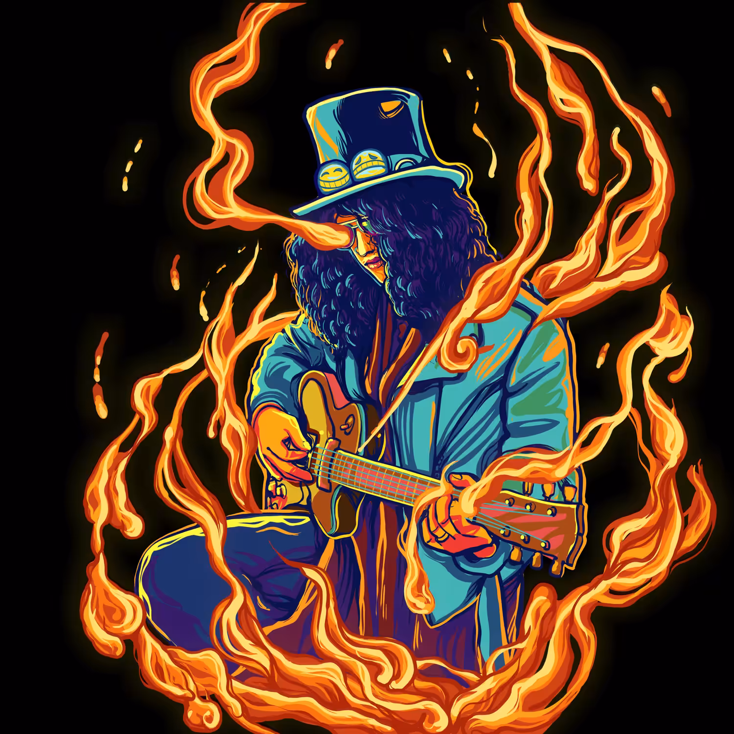The fiery spirit of the Slash and the Guitar