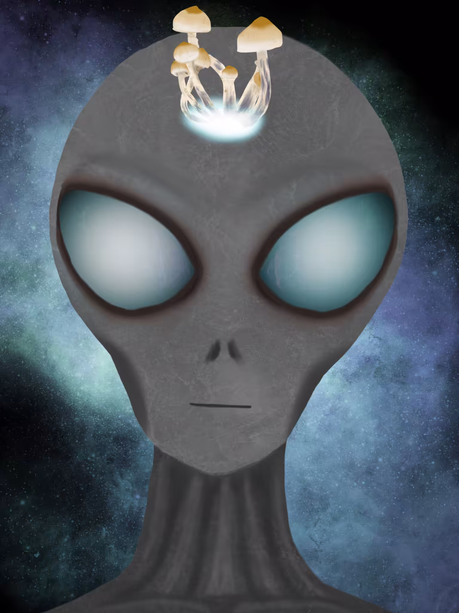 Alien Gray Shrooms Portrait