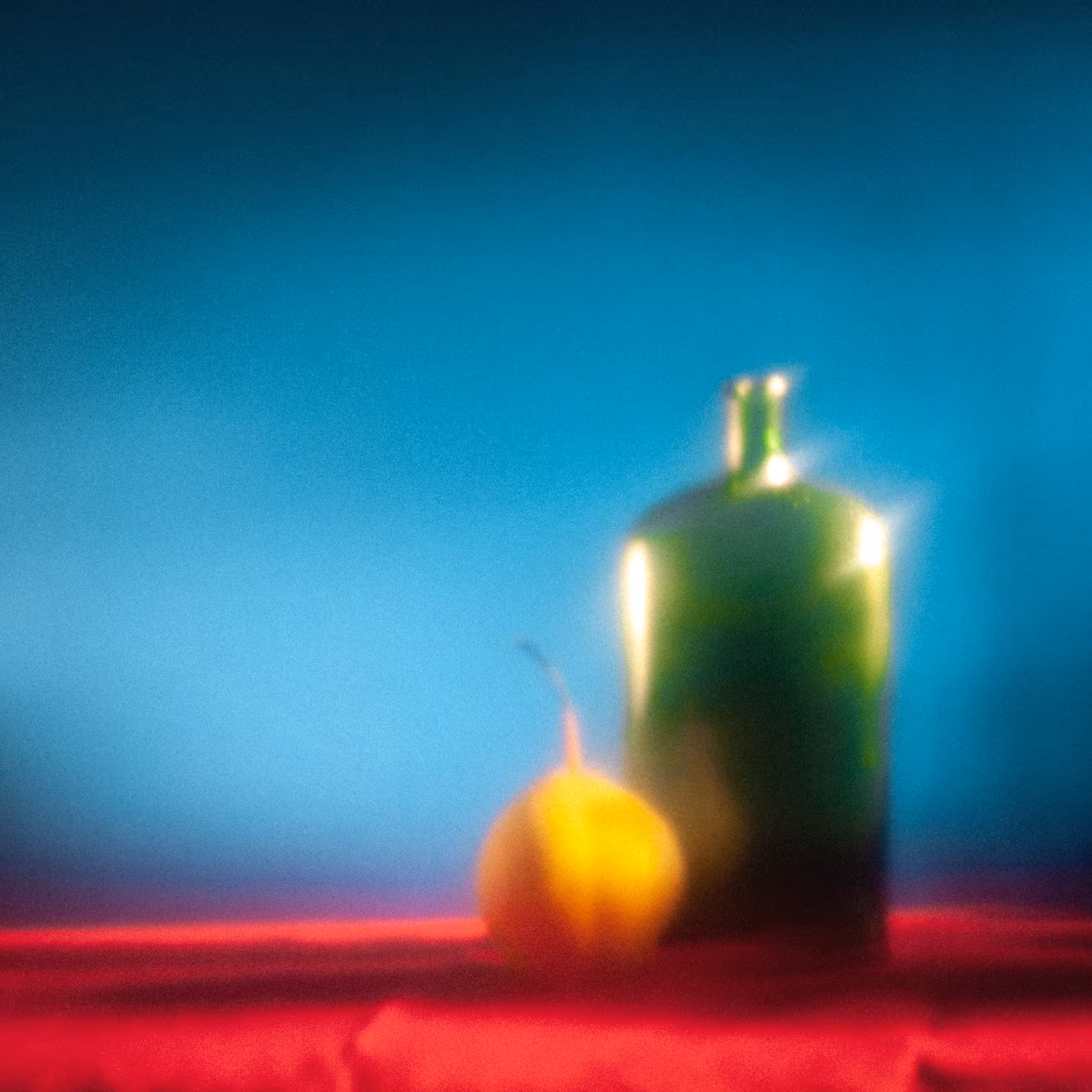 A pear and a bottle