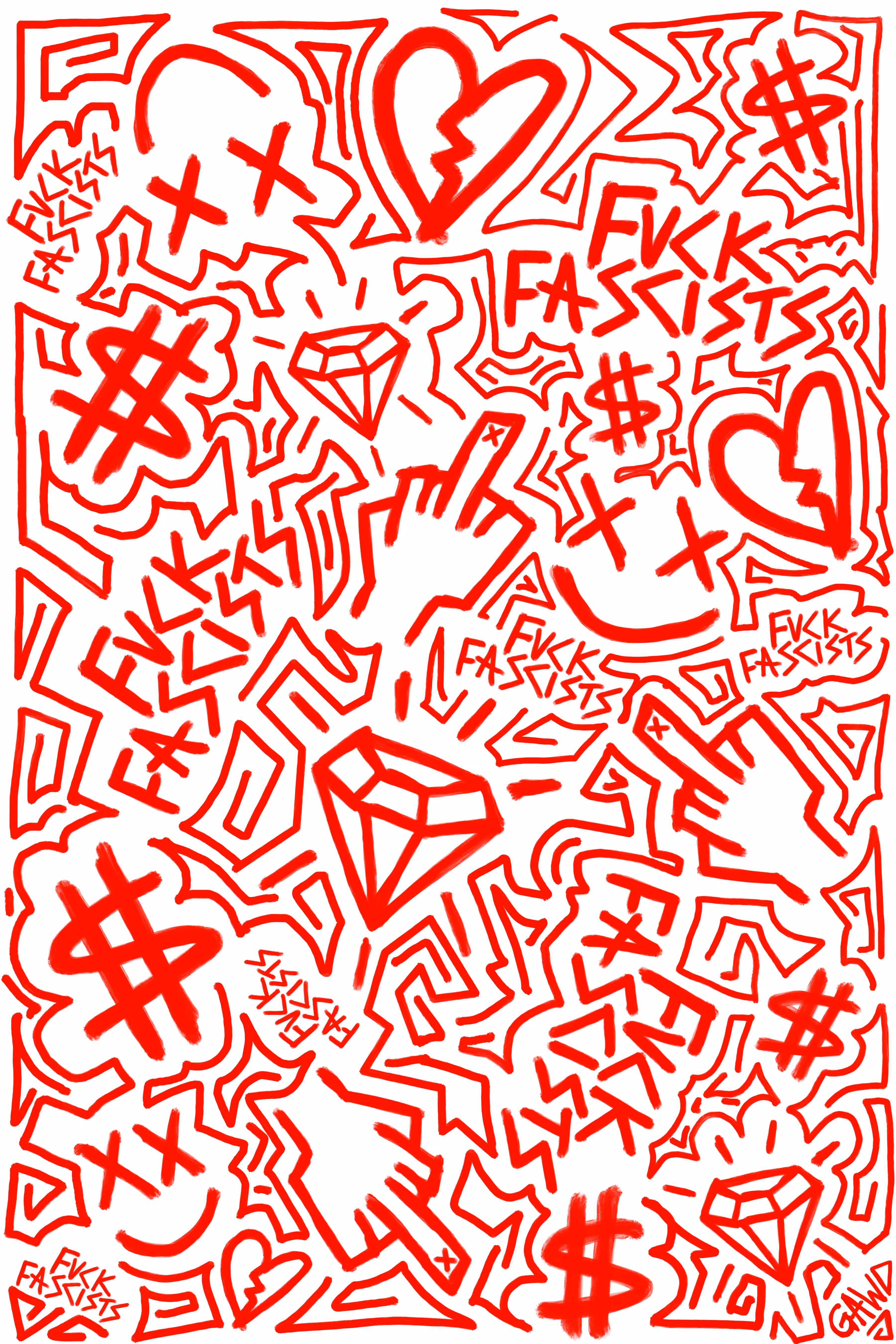 FVCK FASCISTS, ALL OVER DOODLE (0298)