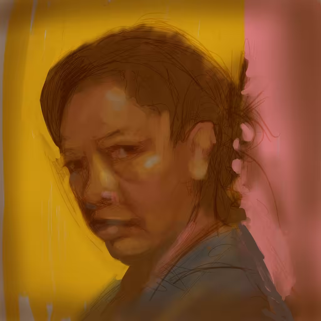 self portrait in pink and gold
