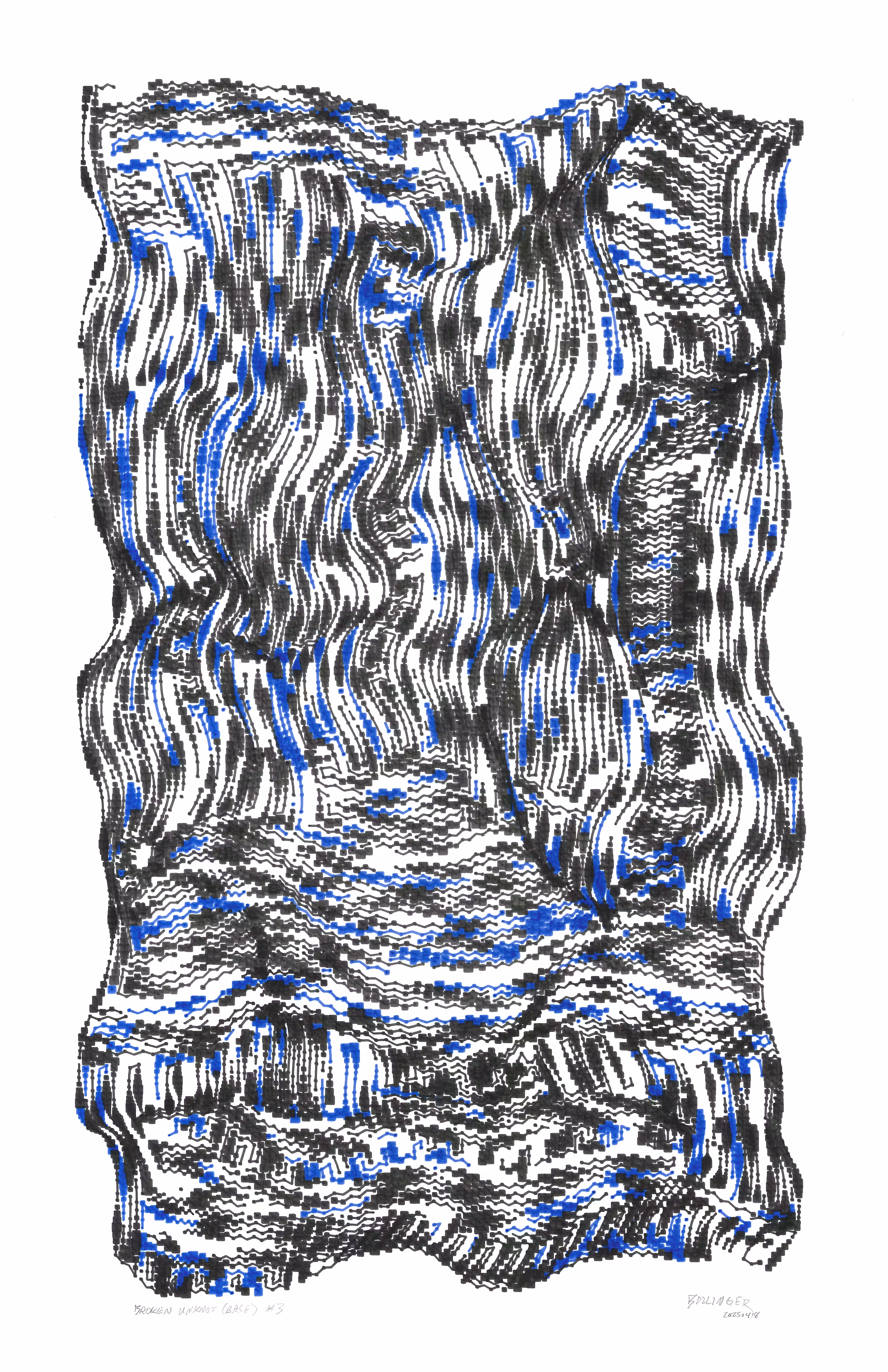 Physical Pen Plots: Broken Unknot fx(hash) (Base) #003 (black/blue)