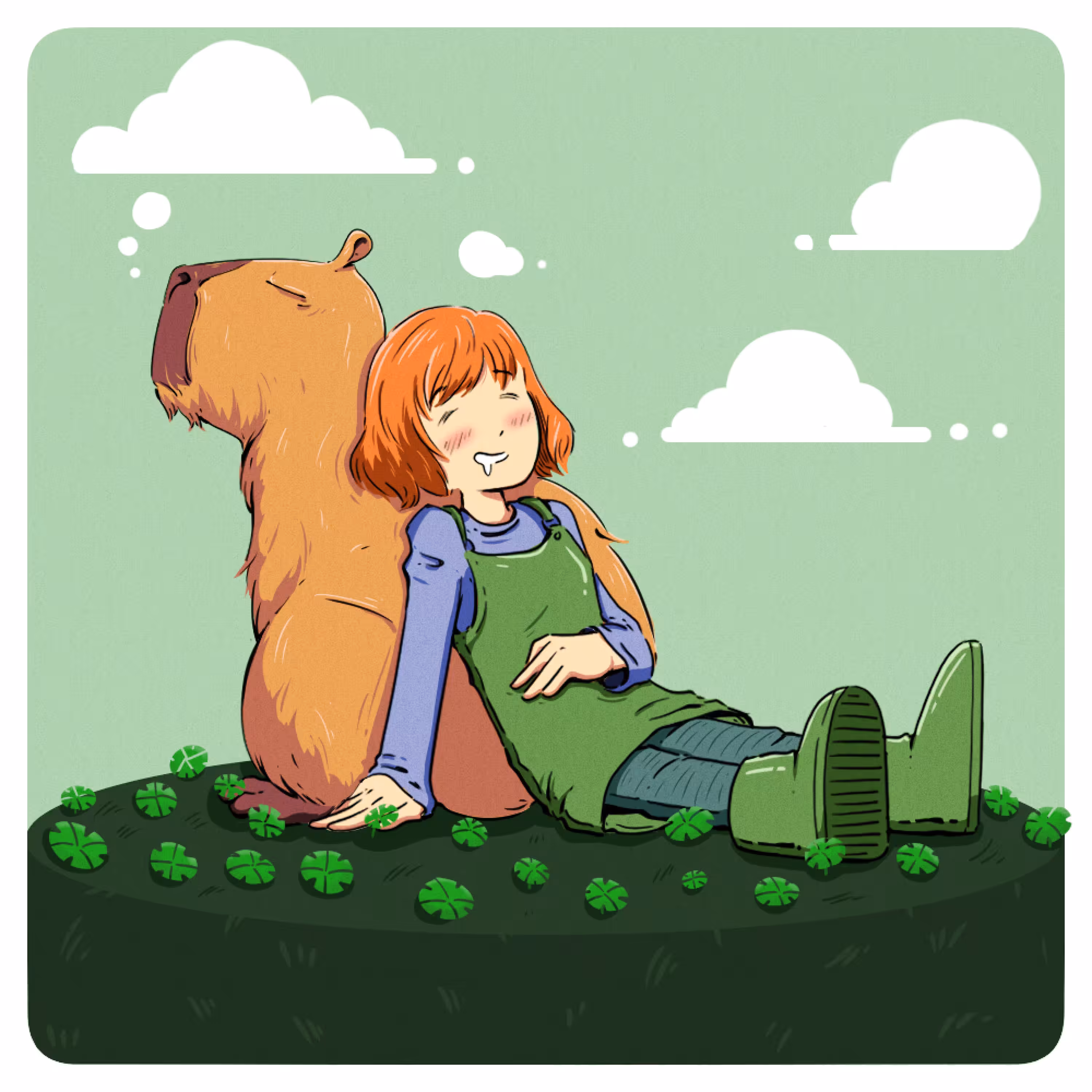 Capybara Relaxing with Her Caretaker