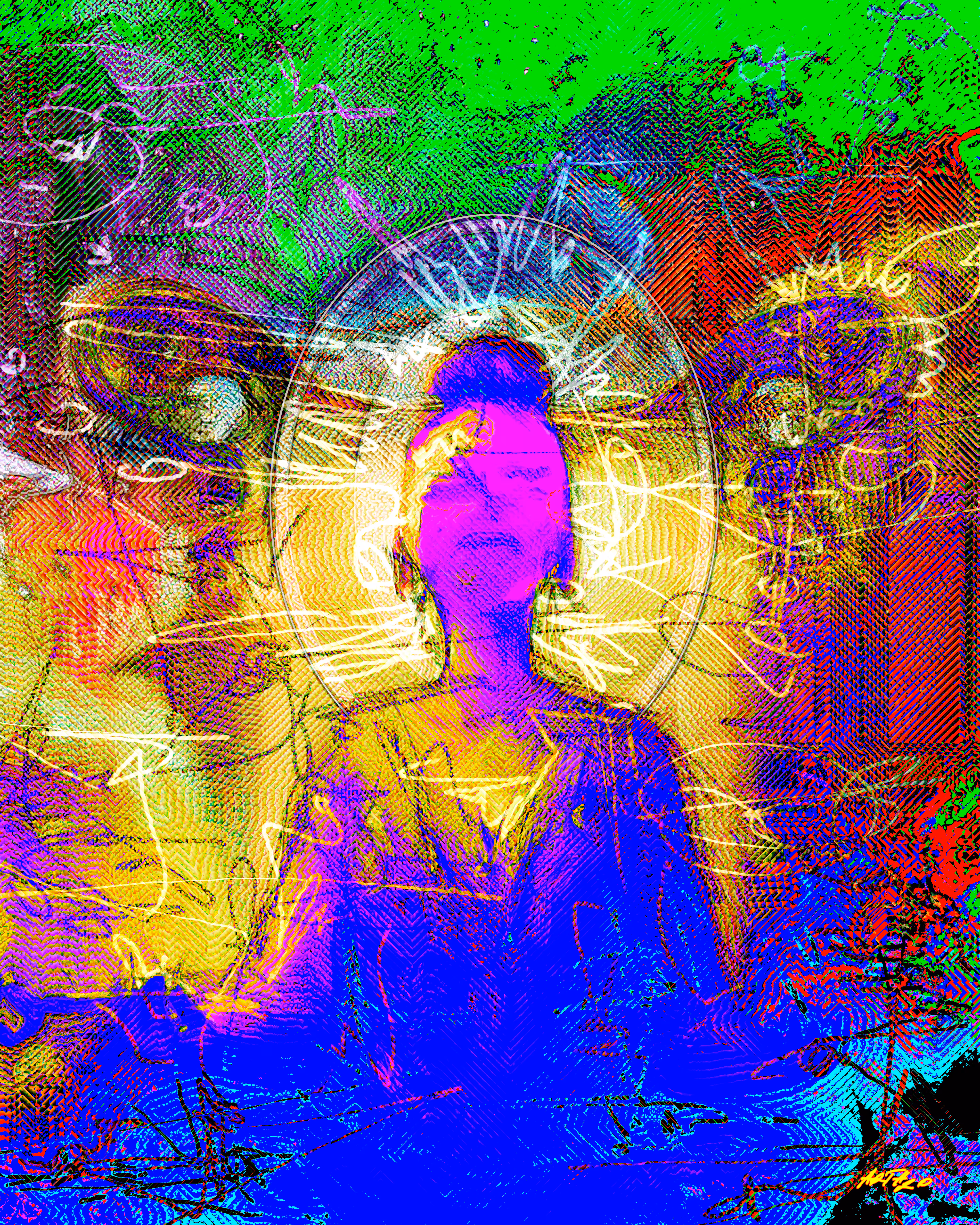 (big) Meditation #neon 50x64cm, 300DPI, Printable Digital Painting