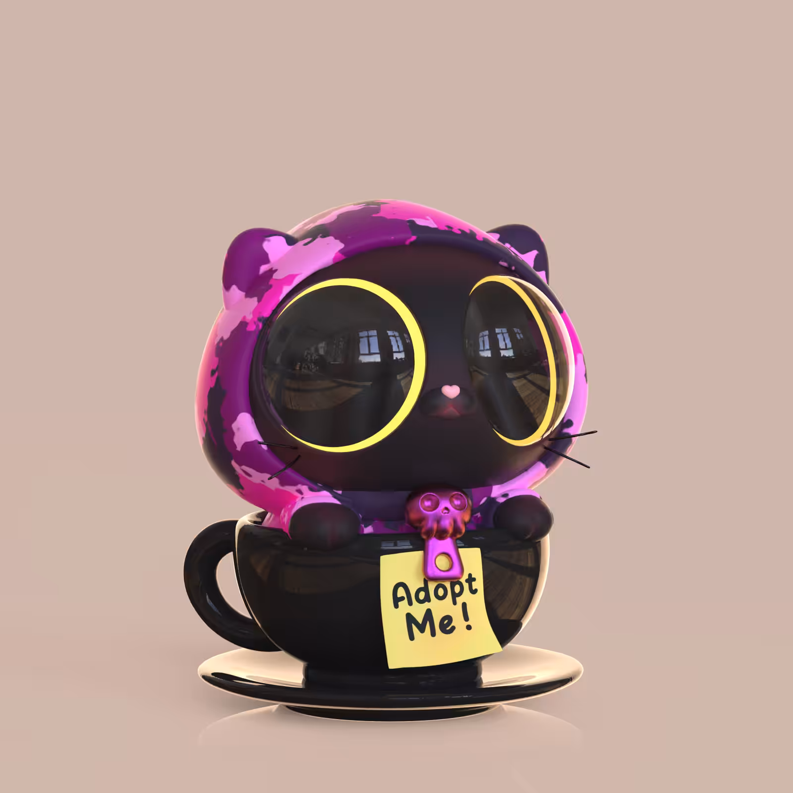 Cupcat #017 Pink Camouflage