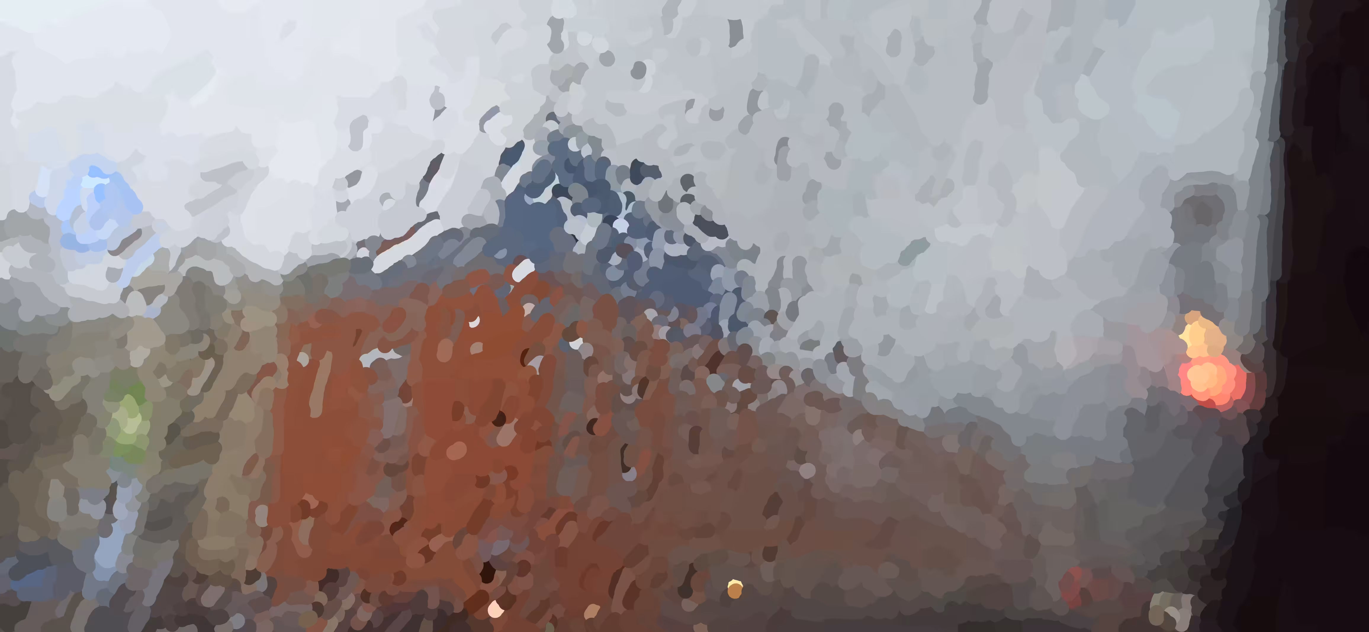 Waiting to turn right in the rain