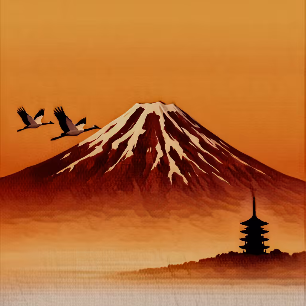 Cranes Over Fuji