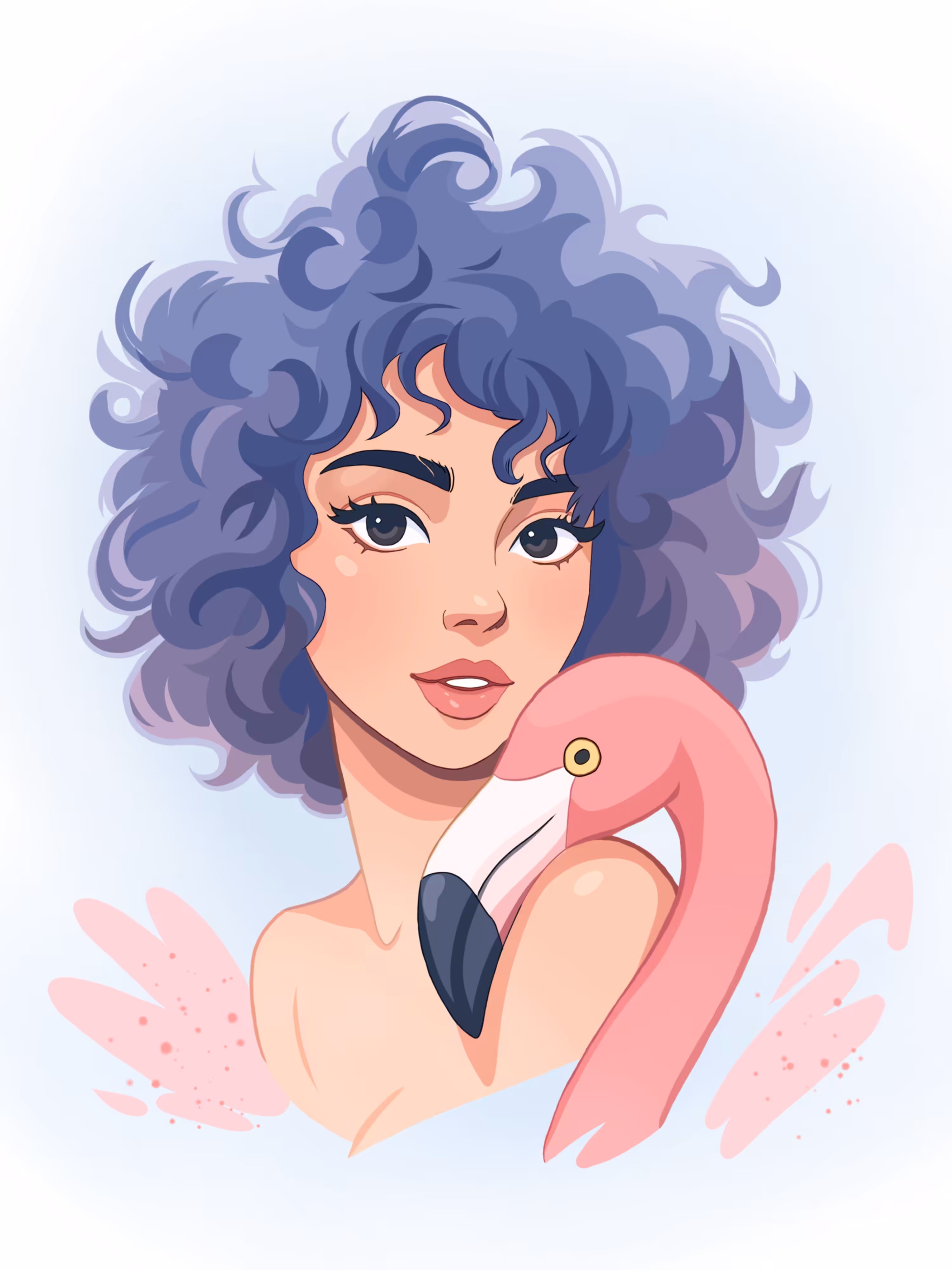 With the flamingo