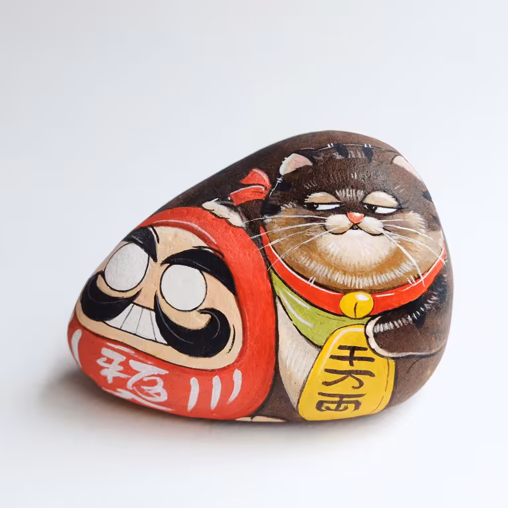 Manekineko & Daruma Stone 10.