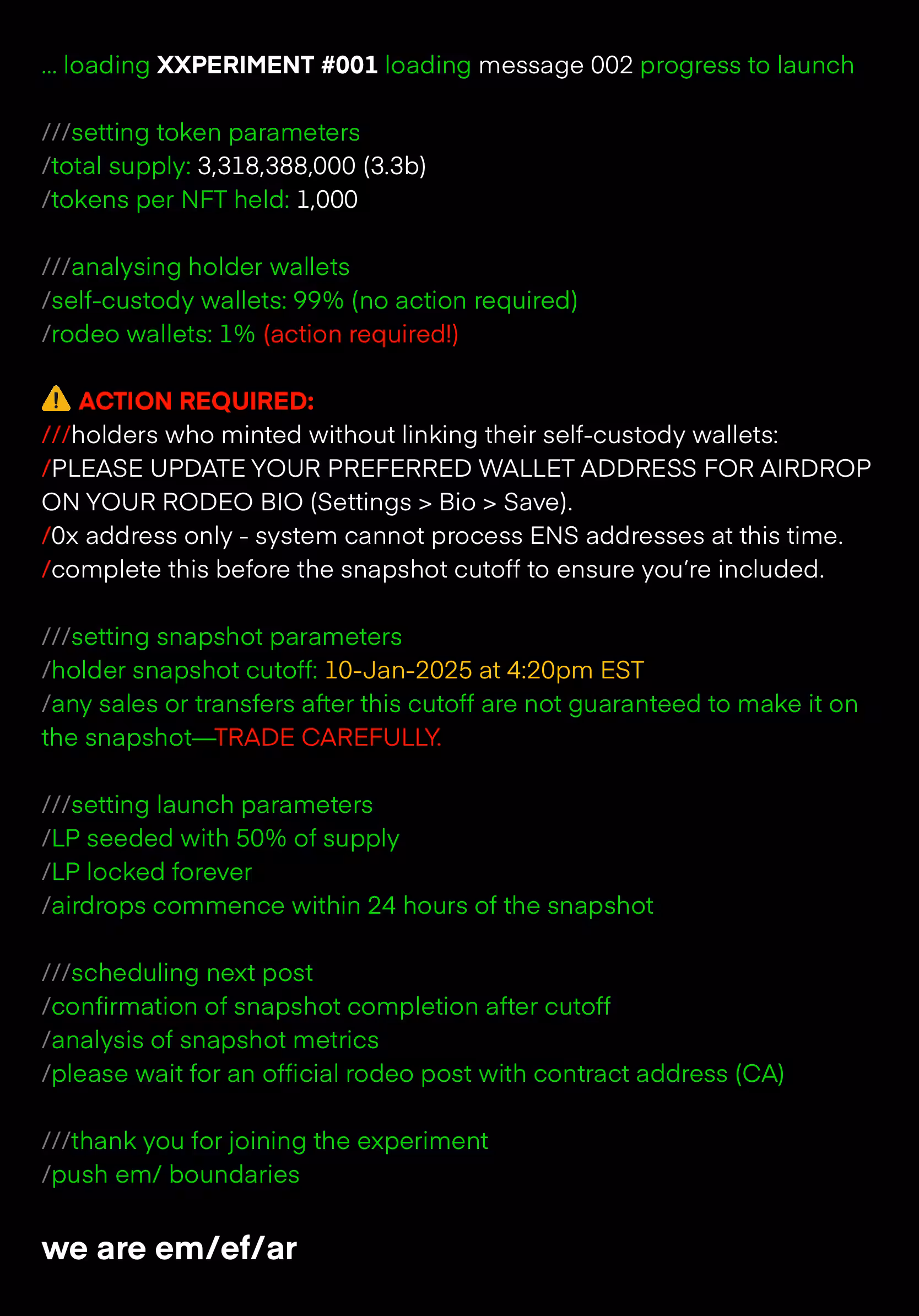 XXPERIMENT #001 <Message 002>
