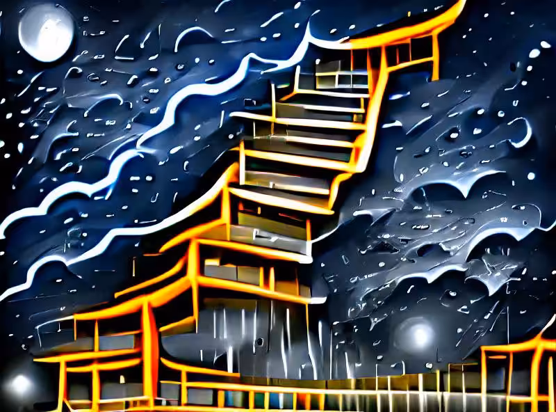 tokyo moonlight raining stairway zen