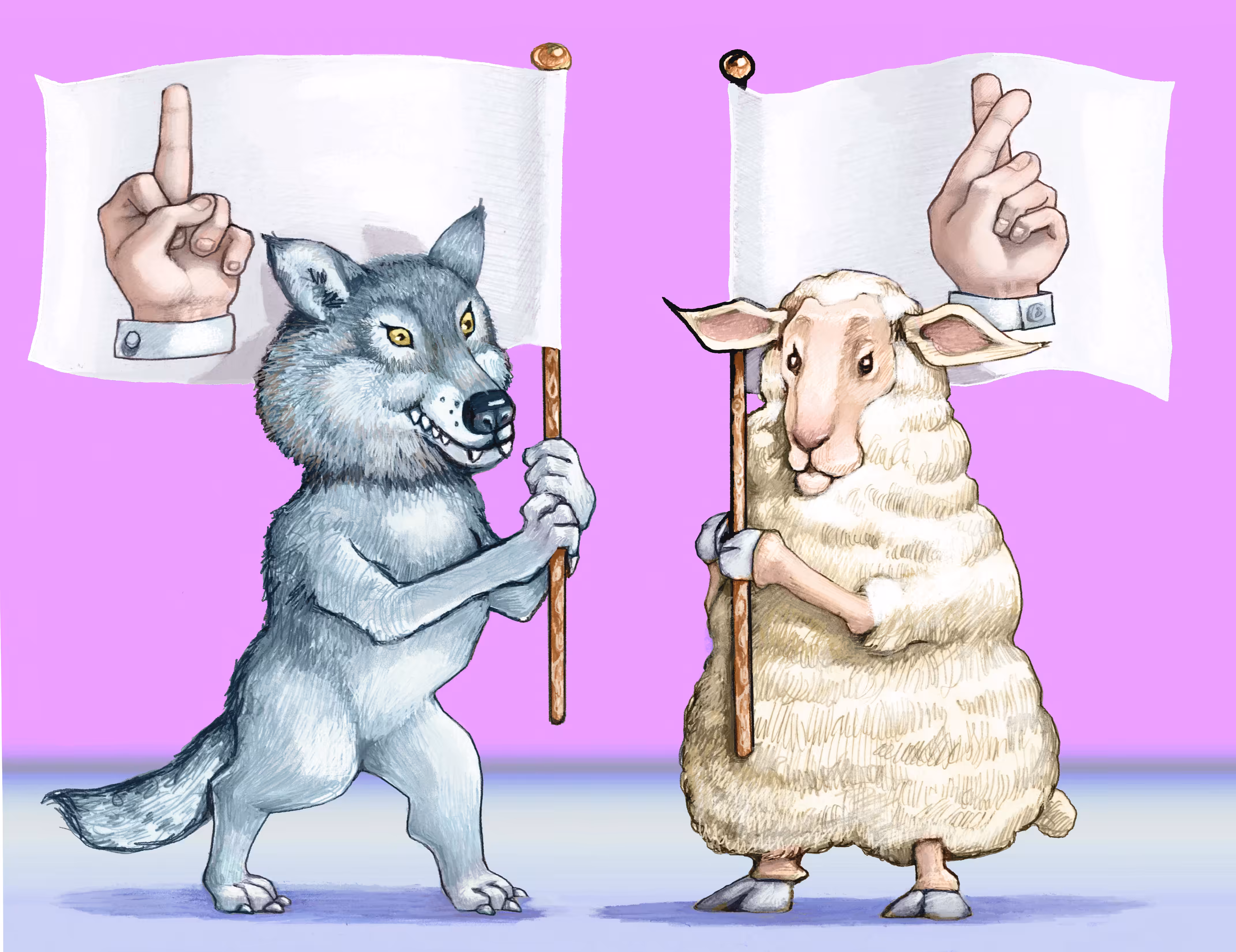 Attitudes of wolfes and sheep 