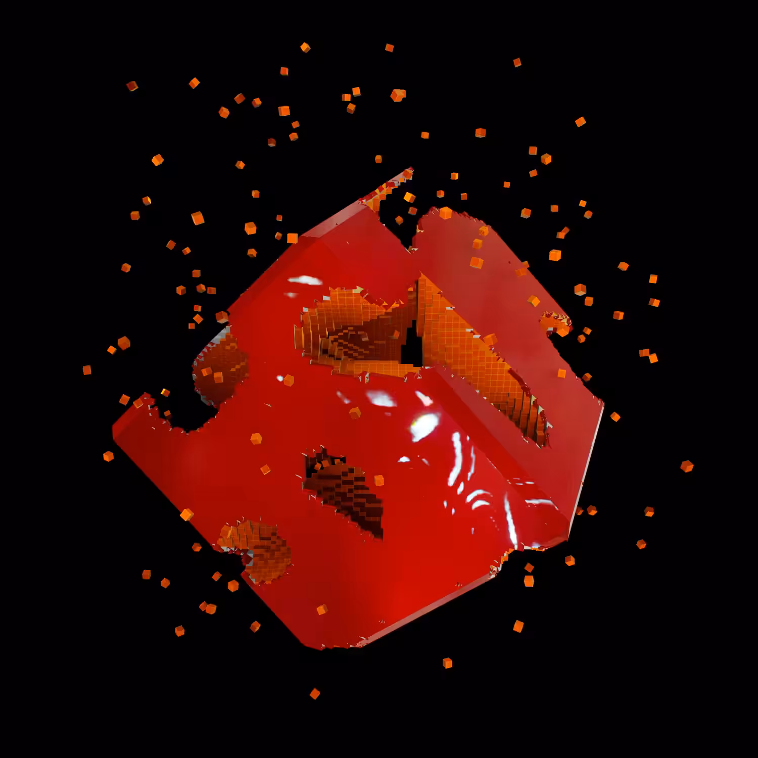 Shattered Shapes #5 - Red Tilted Cube