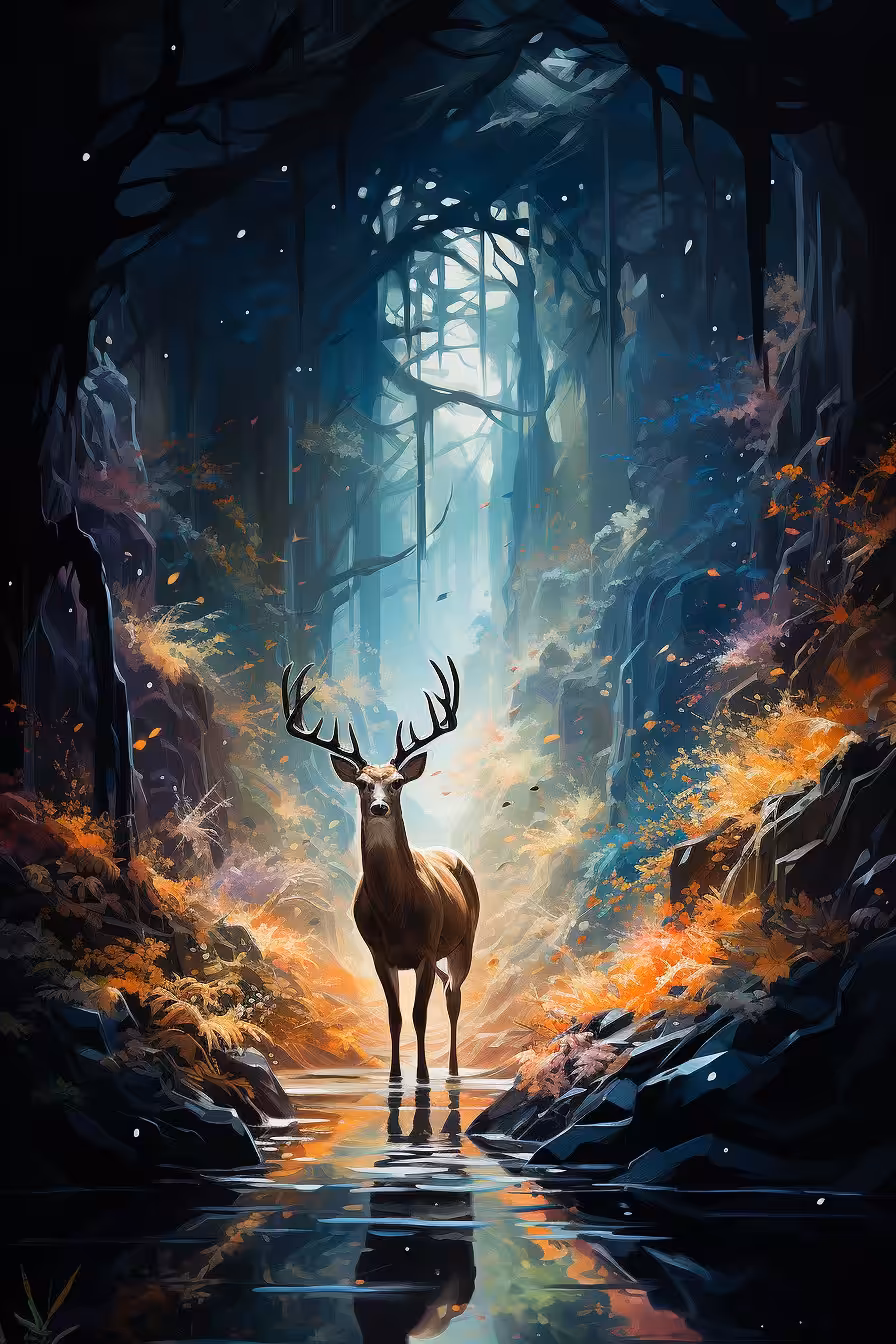 Deer by the stream