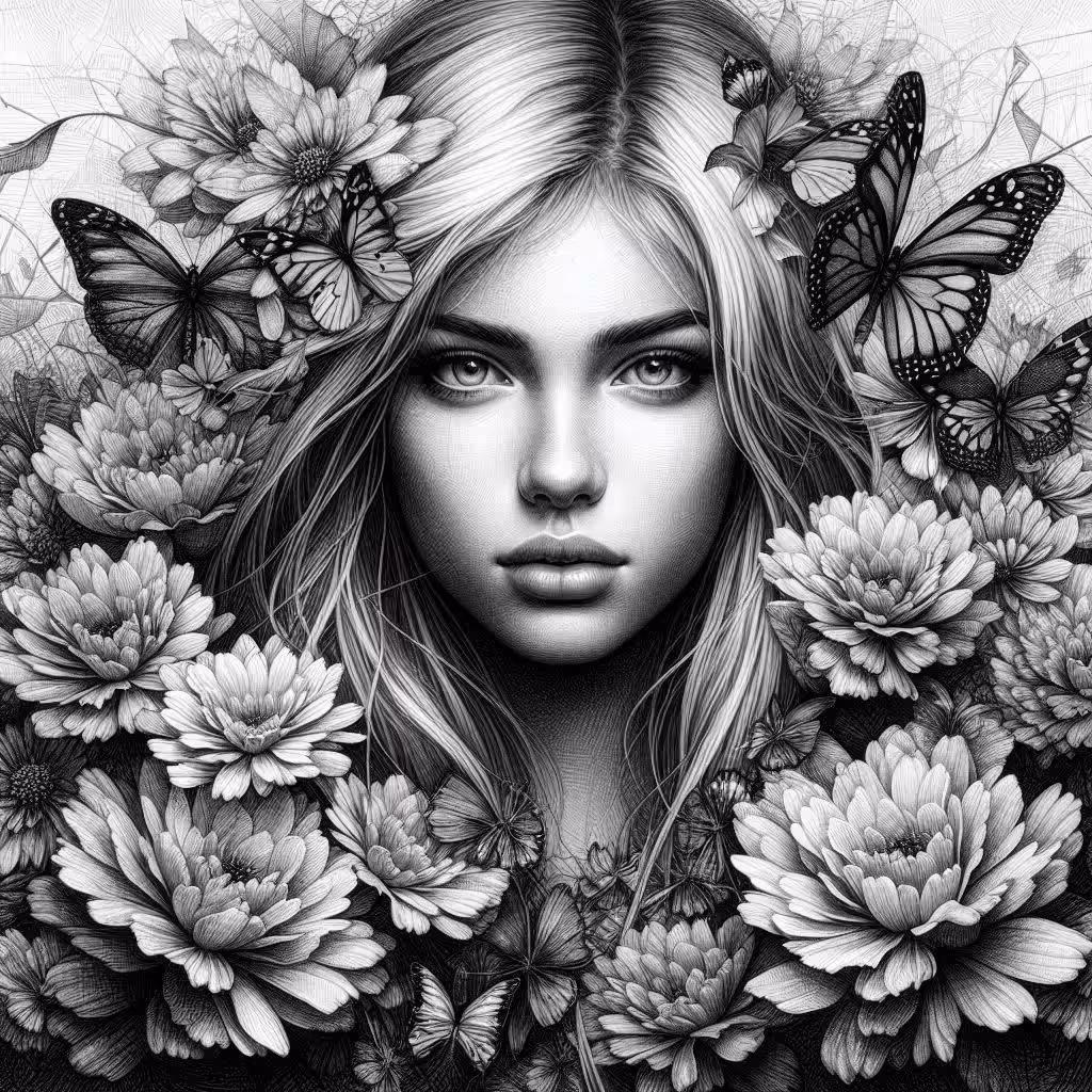 A girl among the flowers