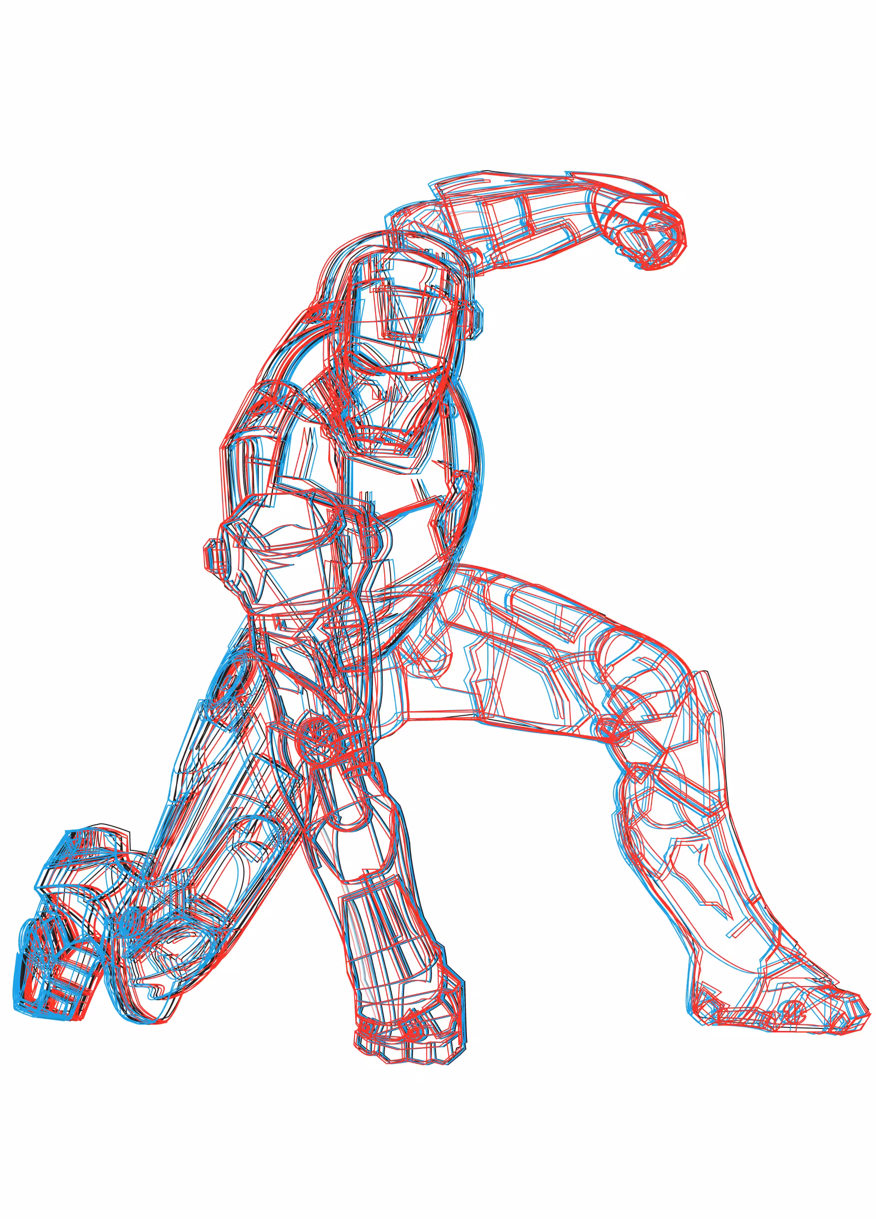Anaglyph 3D Ironman wireframe