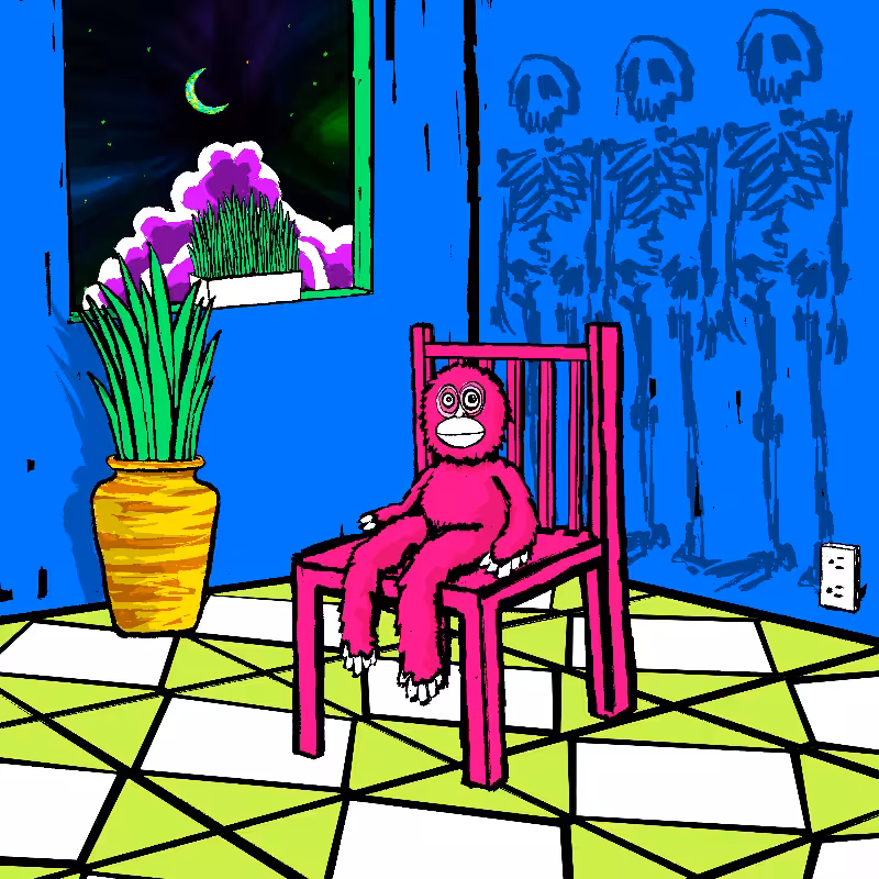 pink chair in the blue room #79