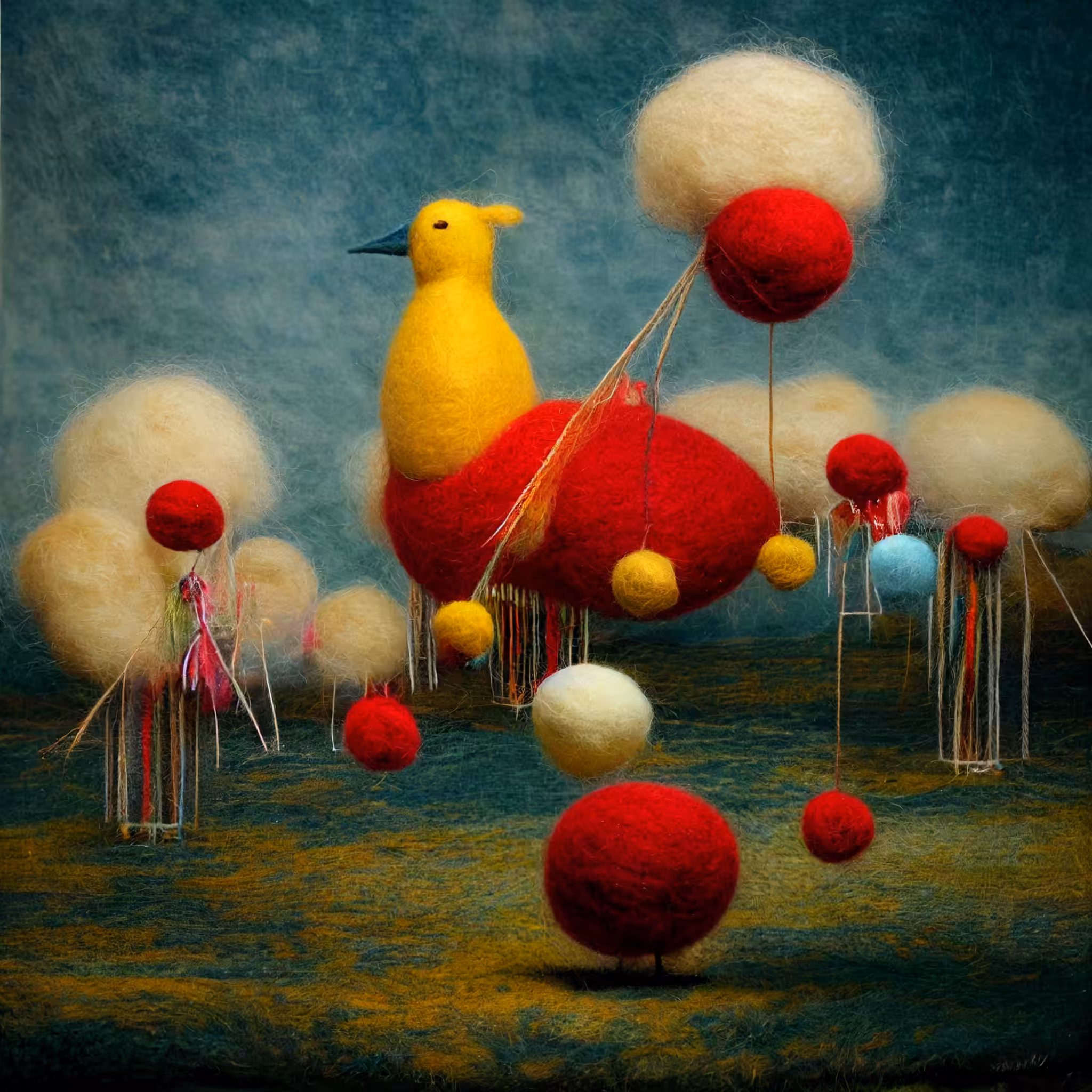 Bird made from wool