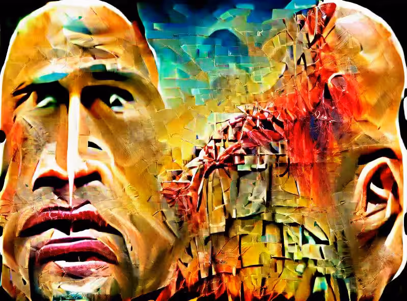 Abraham's First Works: Dwayne 'The Rock' Johnson in the style of Zdzisław Beksiński