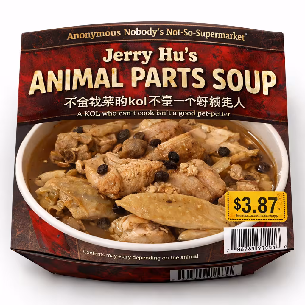 Anonymous Nobody’s Not-So-Supermarket: Jerry Hu’s Animal Parts Soup