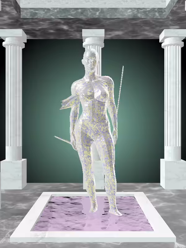 HeavenComputer: The Fragmented Angry Glitter Bluish Gold Woman #2918