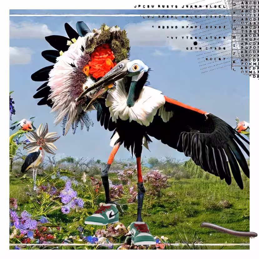 A strange marabou stork as a fashion designer #002