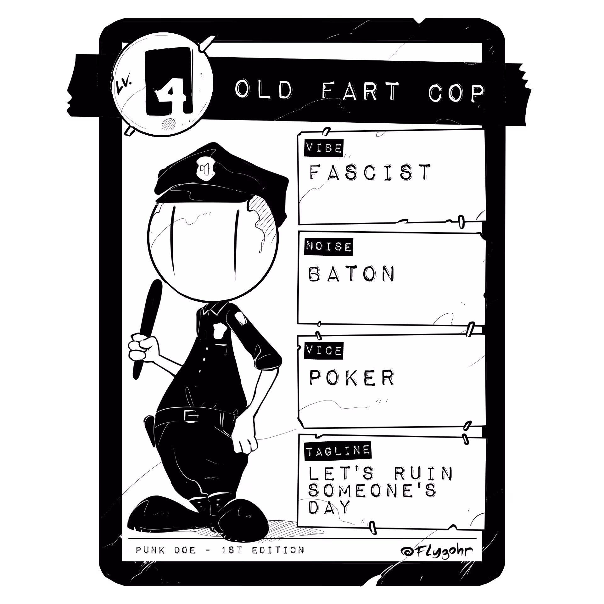 OLD FART COP | Original Villain Card | 1st ED.