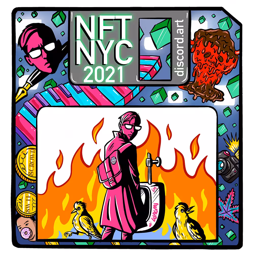 Keith Haring bathroom mural | discord.art NFT NYC POAP