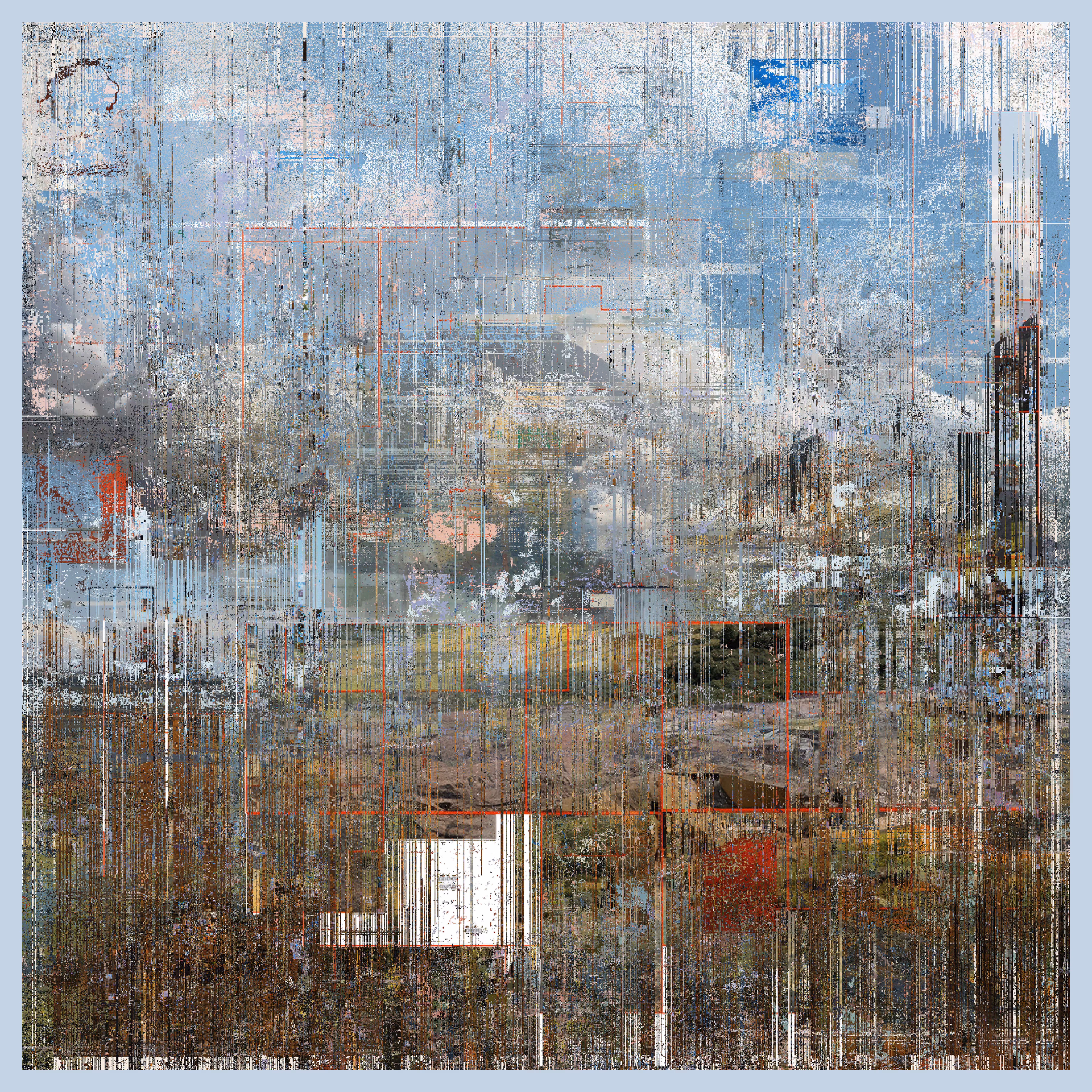 Industrial landscape with a blue sky in shades of brown and grey
