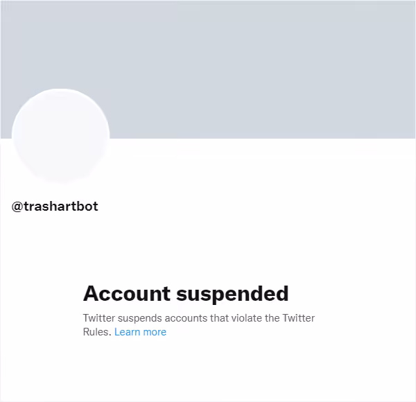 Trashbot Account Suspended