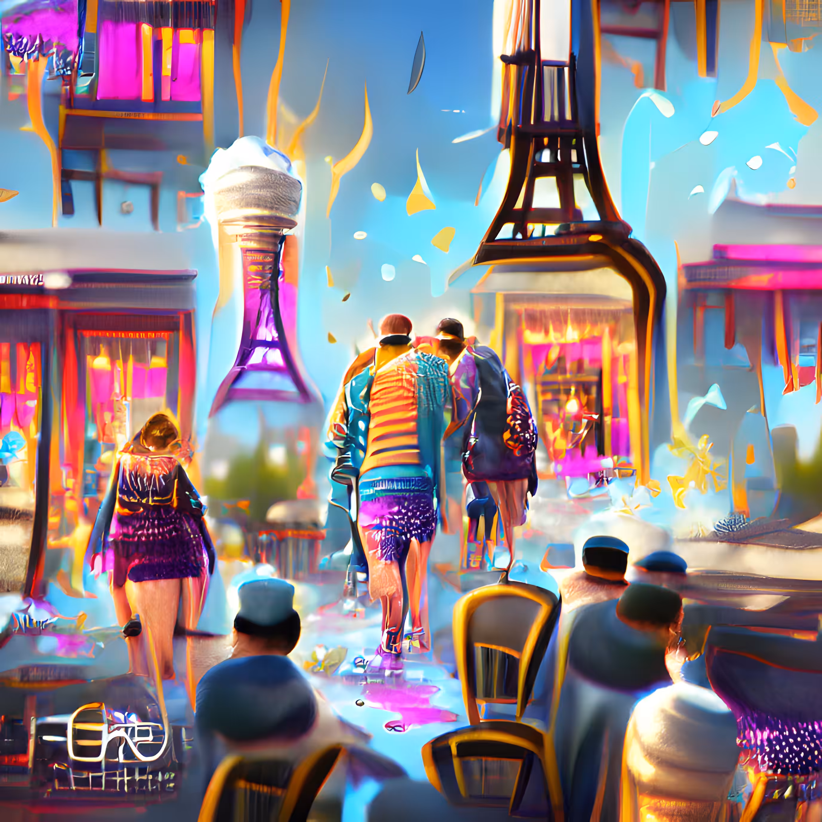 Far Off the Eiffel Tower Melts While the Fashionable Parisians Stroll Past the Shimmering Haberdashe